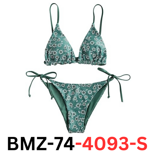 ZAFUL Women's Triangle Bikini Floral String Bikini Set Two Piece Swimsuit, M