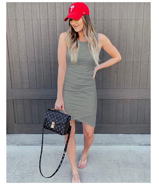BTFBM Women's Petite-Plus-Size Bodycon Mini Dress Grey Small