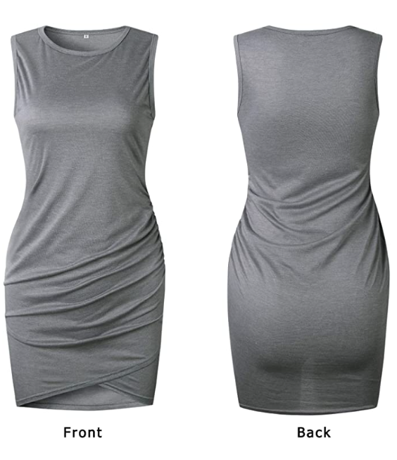BTFBM Women's Petite-Plus-Size Bodycon Mini Dress Grey Small