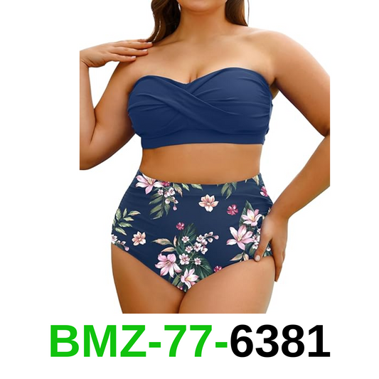 Yonique Women Plus Size Two Piece Swimsuits High Waisted Bathing Suits, 14Plus