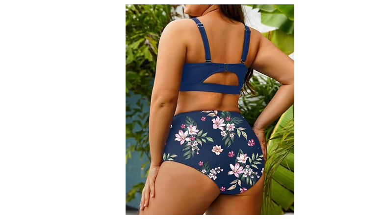 Yonique Women Plus Size Two Piece Swimsuits High Waisted Bathing Suits, 14Plus