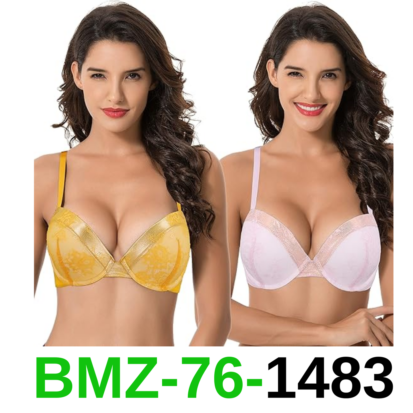 Curve Muse Women's Plus Size Add 1 and a half Cup Push Up Underwire Lace, 40B