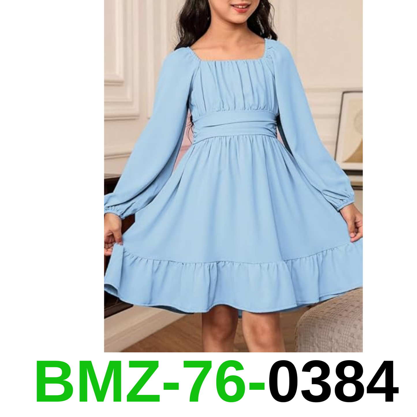 DOKOTOO KIDS Girls Long Sleeve Ruffle Hem Off Shoulder Dress Cute Square, 8-9 y