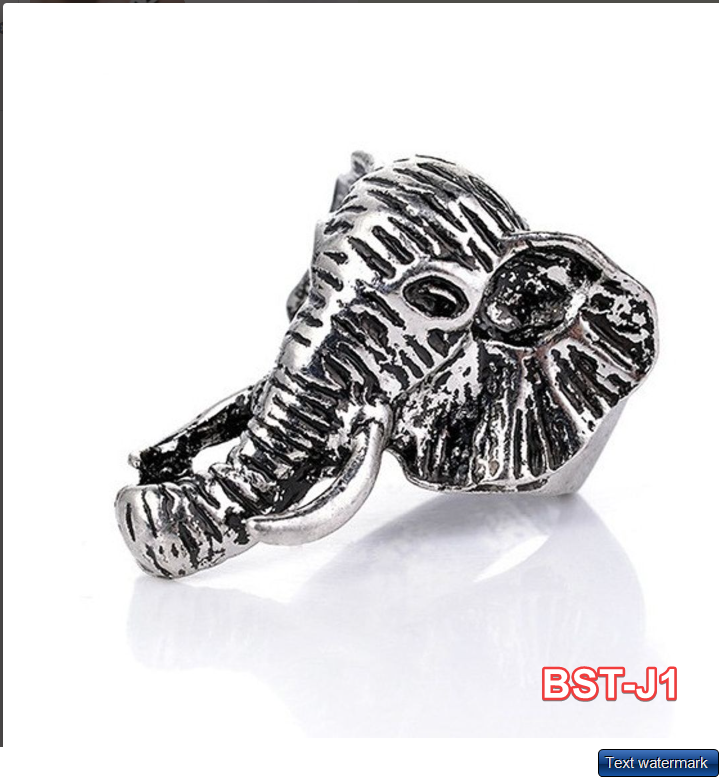Adjustable Huge Elephant Head Vintage Biker Punk Wrap Gothic Animal Ring