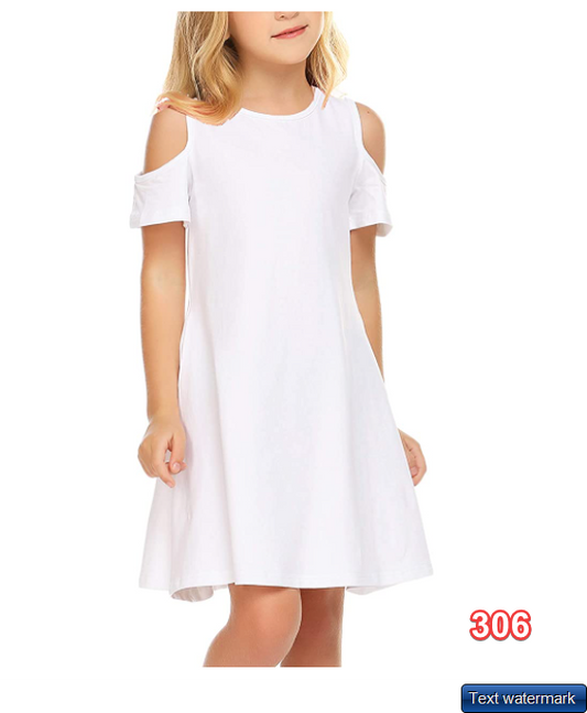 Arshiner Girls Summer Dress Short Sleeve Cold Shoulder Swing dress w Pockets 11Y