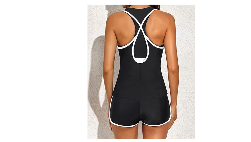 Yonique 3 Piece Athletic Tankini Swimsuits for Women with Shorts Swim Tank, XS