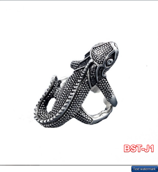 Adjustable Huge Ferocious Lizard Vintage Biker Punk Wrap Gothic Lizard Ring