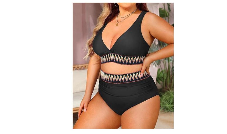 Yonique Women Plus Size Two Piece Bikini High Waisted Bathing Suit Tummy, 22W
