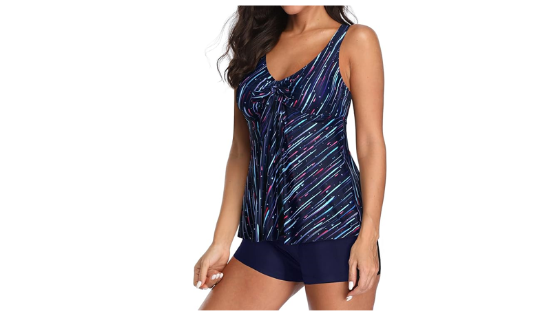 Yonique Women 2 Piece Flowy Tankini Swimsuits with Boyshorts V Neck Swim, 20
