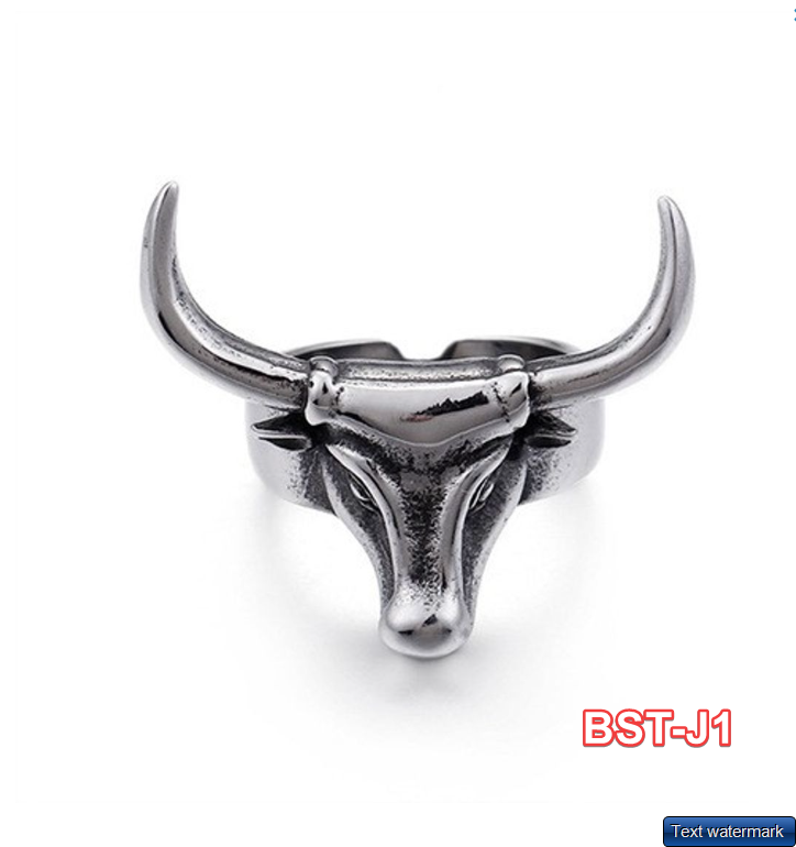 Adjustable Huge Raging Bull Head Vintage Biker Punk Wrap Gothic Bull Animal Ring
