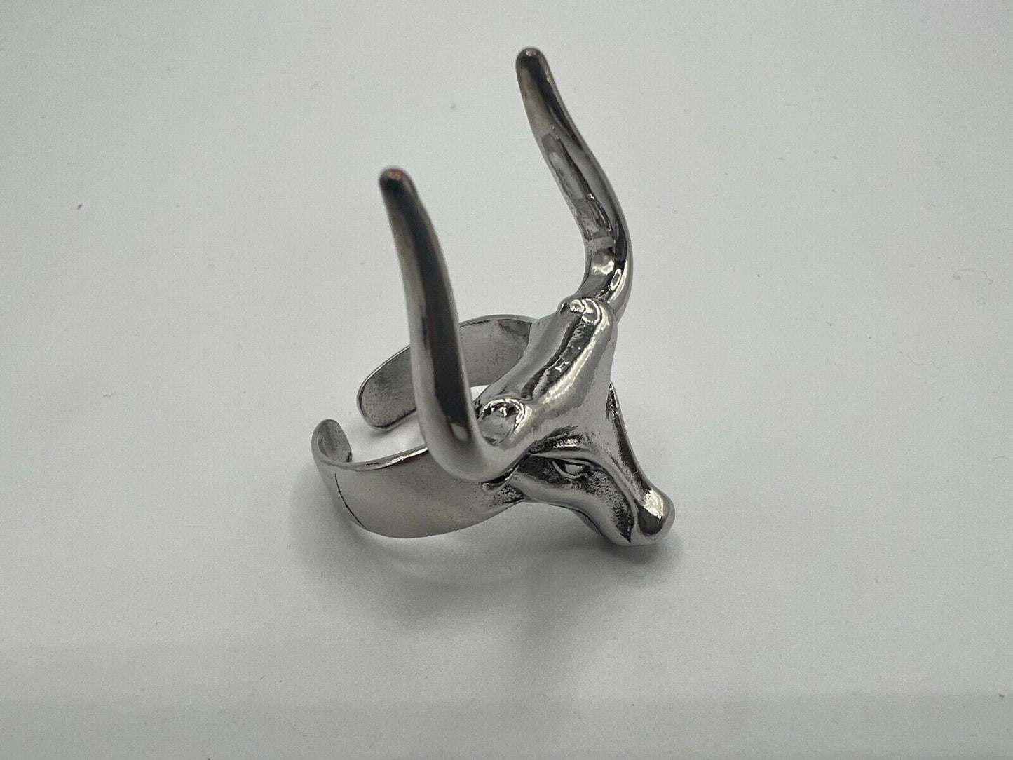 Adjustable Huge Raging Bull Head Vintage Biker Punk Wrap Gothic Bull Animal Ring