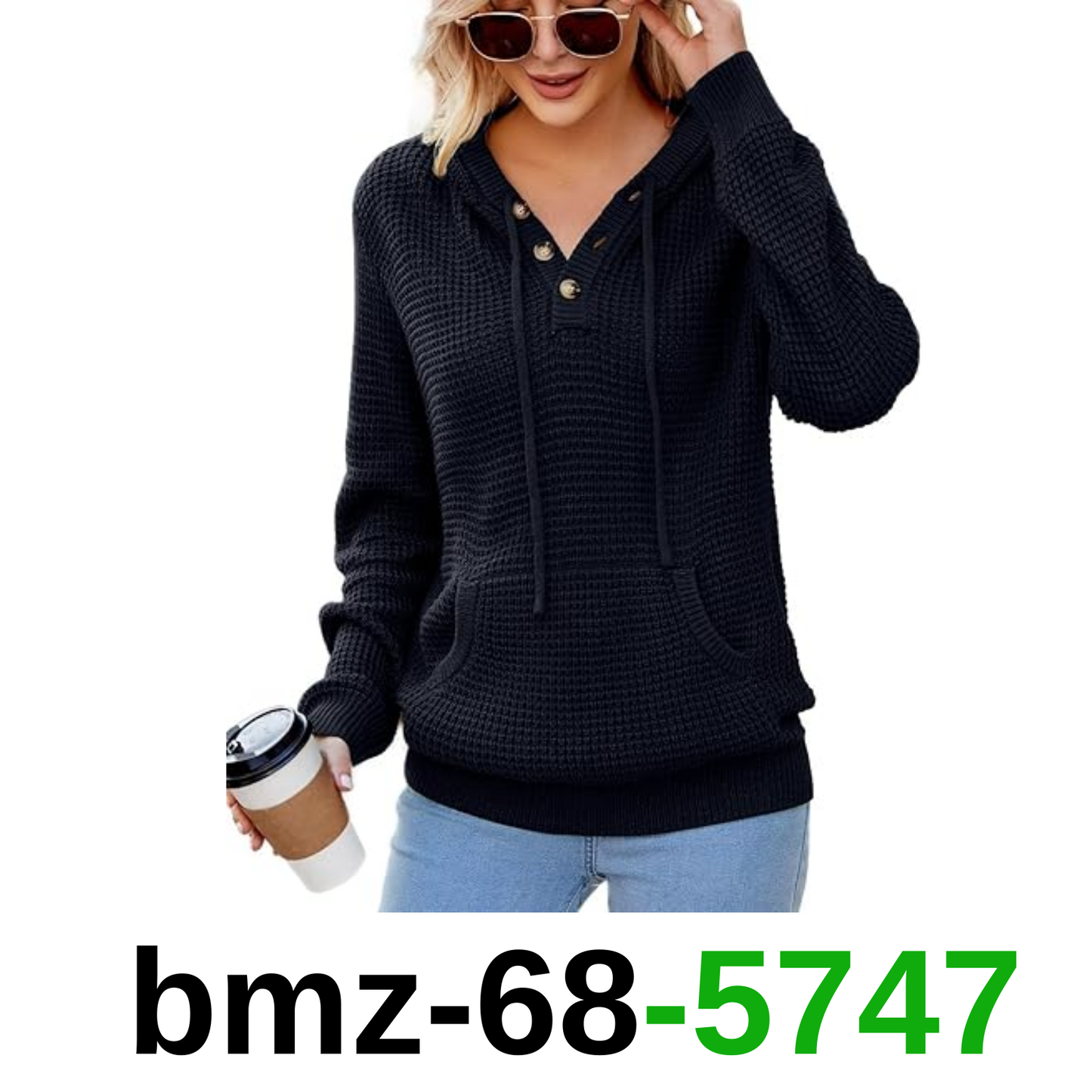 CiCiBird Women Fall Hoodies Sweater V Neck Tops Oversized Fashion Pullover, S