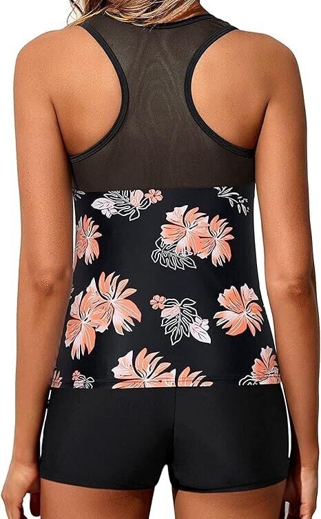 Yonique Women Tankini Swimsuit with Shorts Athletic Two Piece Bathing Suit, 3XL