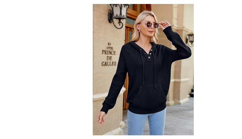 CiCiBird Women Fall Hoodies Sweater V Neck Tops Oversized Fashion Pullover, S
