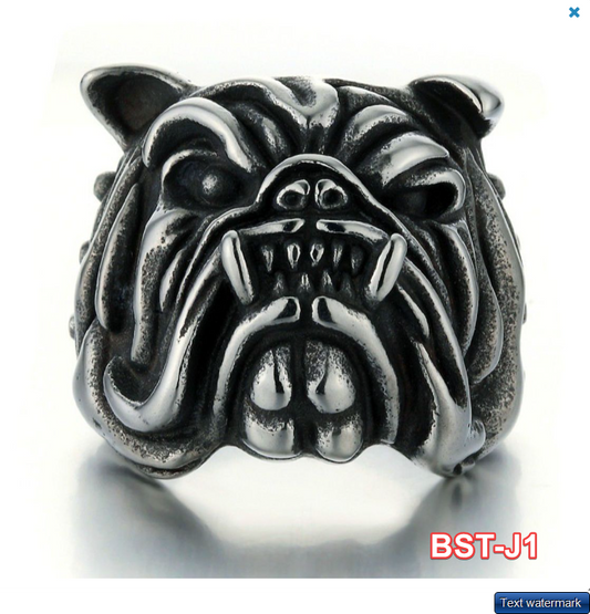 Adjustable Huge Bulldog Head Vintage Biker Punk Wrap Gothic Bulldog Animal Ring