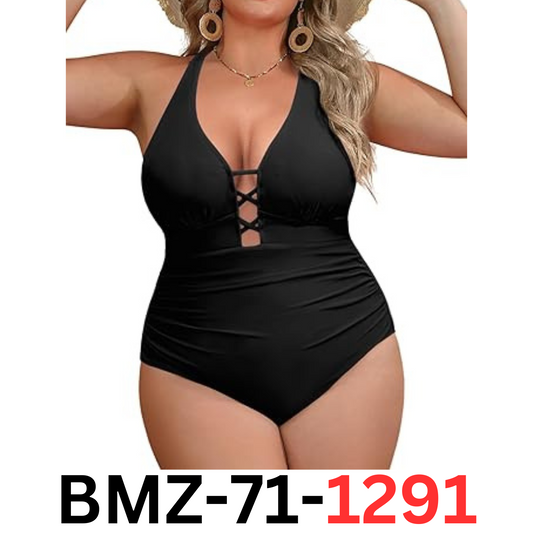 Yonique Women Plus Size One Piece Swimsuit Tummy Control Bathing Suit, Black 18W