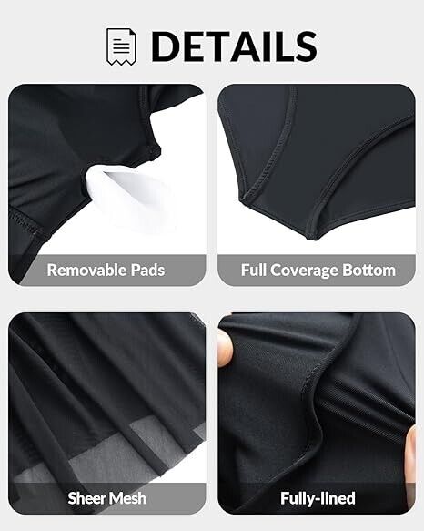 Yonique Plus Size One Piece Swimsuit for Women Tummy Control Swimdress Black 18W