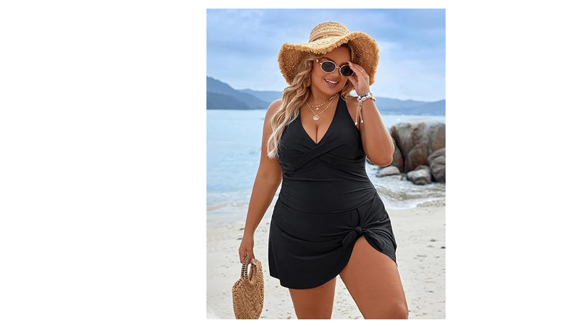 Blooming Jelly Women Plus Size Swim Dress Swimsuit One Piece Tummy Control, L