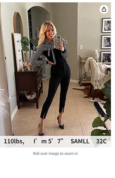 Zeagoo Women Long Slv Top Work Shirt Tie-Bow Neck Striped Blouse Splicing Shirt