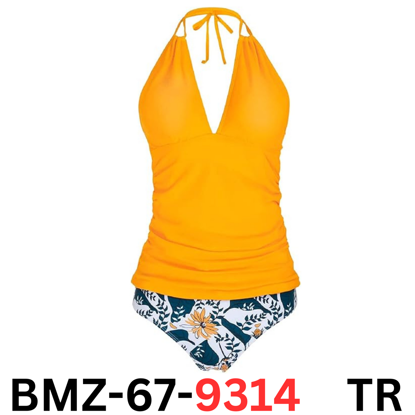 Yonique Women's Two Piece Swimsuits Tummy Control Tankini Halter Bathing Suit, L