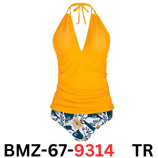 Yonique Women's Two Piece Swimsuits Tummy Control Tankini Halter Bathing Suit, L