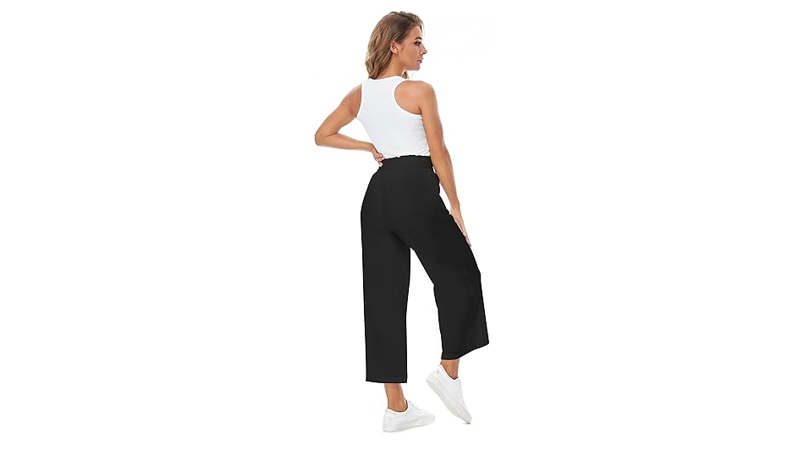 CNJXJCD Womens Linen Pants Wide Leg High Waisted Drawstring Casual Flowy Pants,M