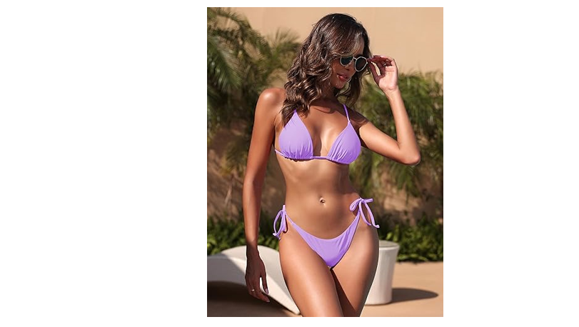 ZAFUL Women's Triangle Bikini String Bikini Set Two Piece Swimsuit Bathing, L