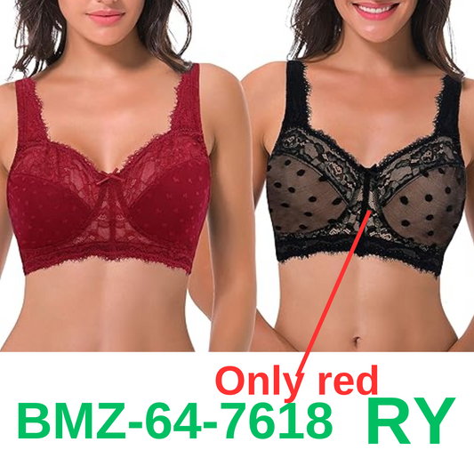 Curve Muse Women's Plus Size Minimizer Lace Full Coverage Unlined Wireless, 36D