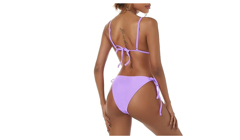 ZAFUL Women's Triangle Bikini String Bikini Set Two Piece Swimsuit Bathing, L