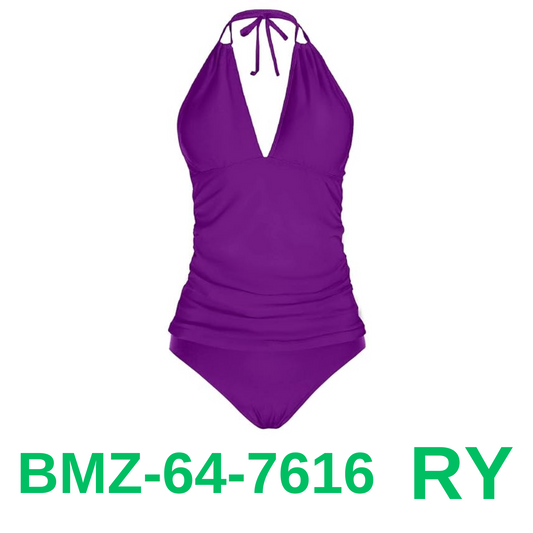 Yonique Womens Two Piece Swimsuits Tummy Control Tankini Plus Size Bathing, L