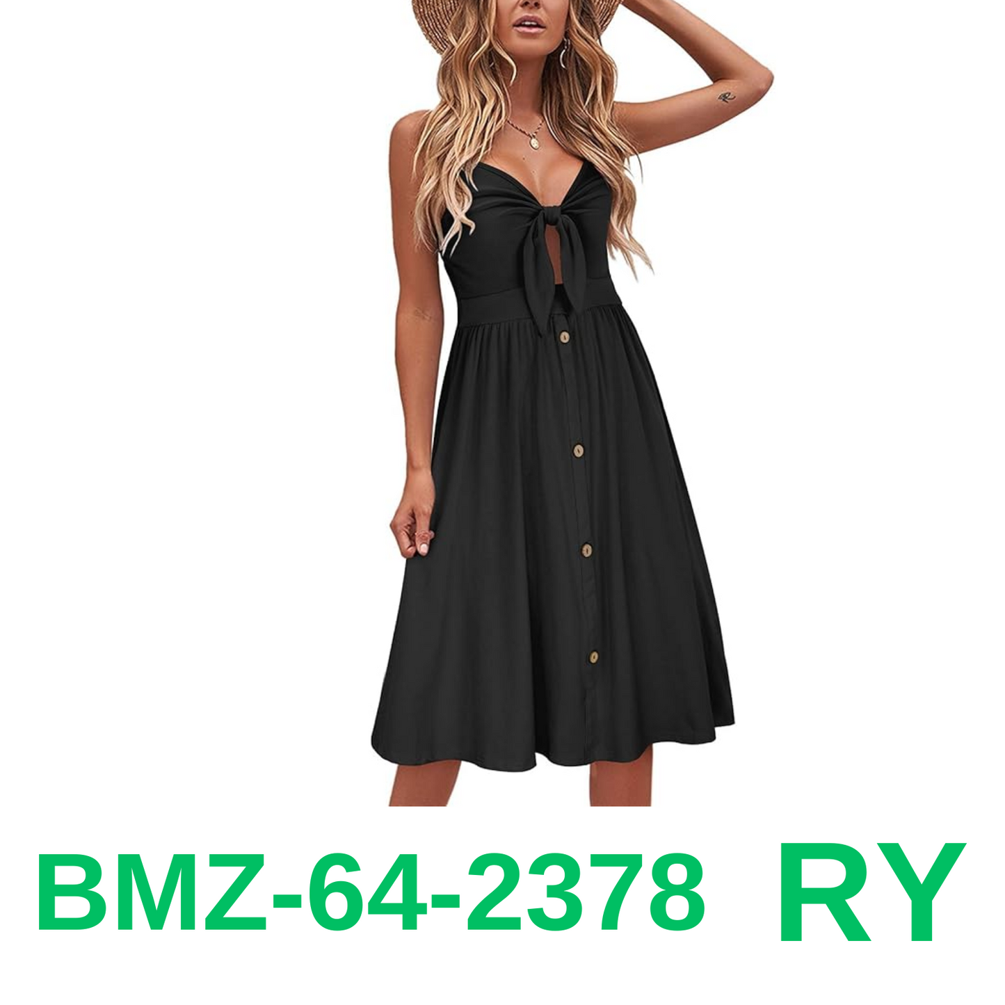 VOTEPRETTY Women's Summer Dresses Sundresses Black, Beach Clothes Outfit, Large