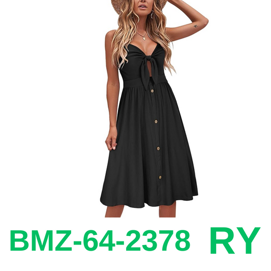 VOTEPRETTY Women's Summer Dresses Sundresses Black, Beach Clothes Outfit, Large