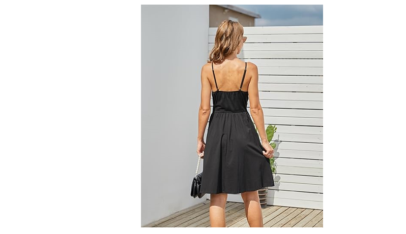 VOTEPRETTY Women's Summer Dresses Sundresses Black, Beach Clothes Outfit, Large