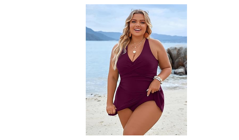 Blooming Jelly Women Plus Size Swimdress Swimsuits One Piece Modest Tummy, XXL