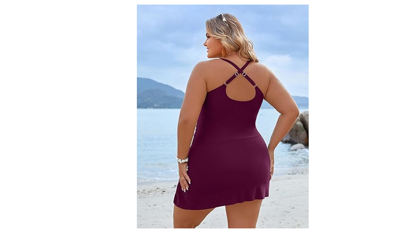 Blooming Jelly Women Plus Size Swimdress Swimsuits One Piece Modest Tummy, XXL
