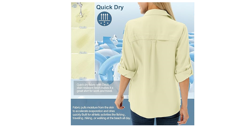 Women's Long Sleeve Shirts UPF 50+ UV Sun Protection Safari Shirt, Outdoor, XXL