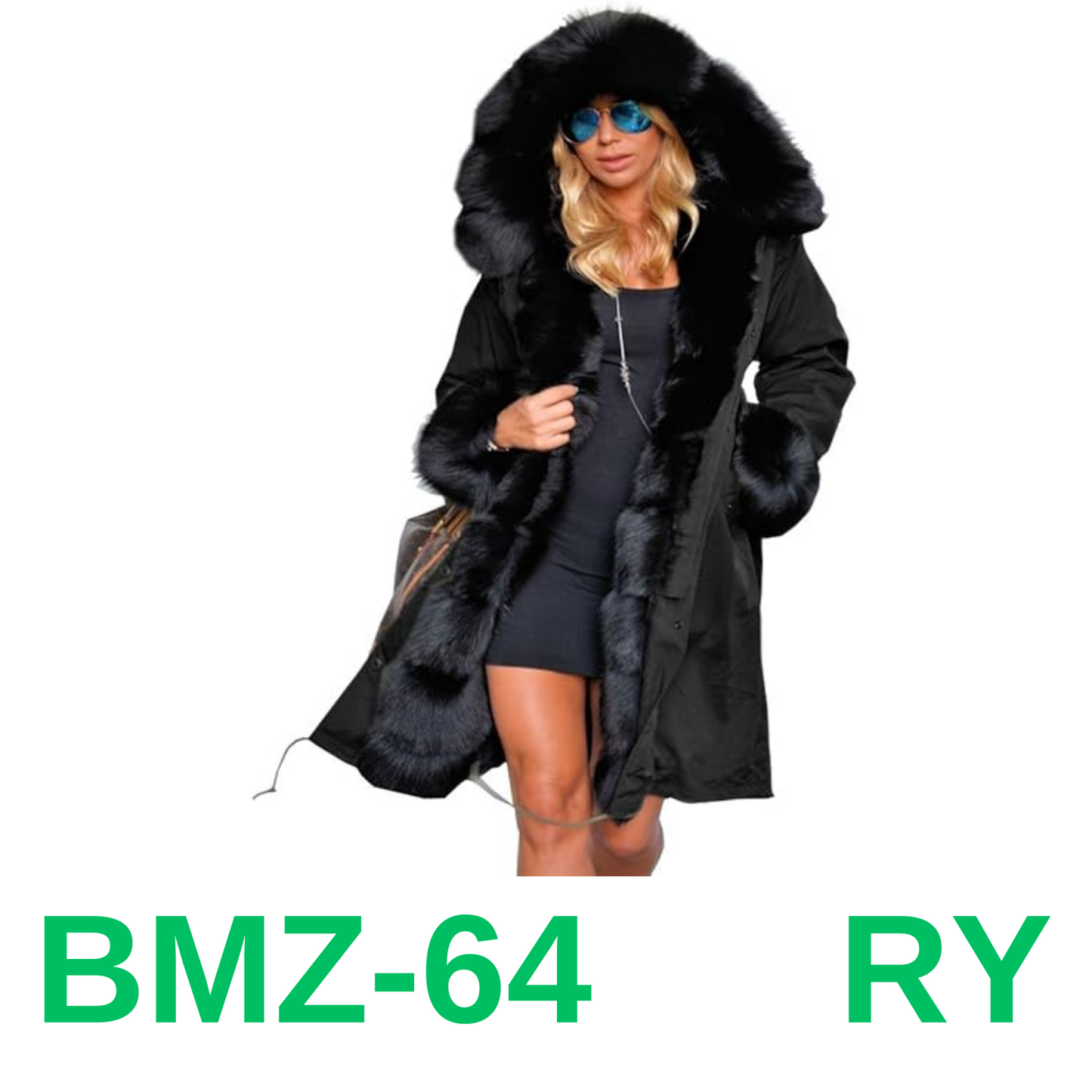 Aox Women Fashion Winter Coat with Faux Fur Hood Thicken Warm Casual Plus, XL