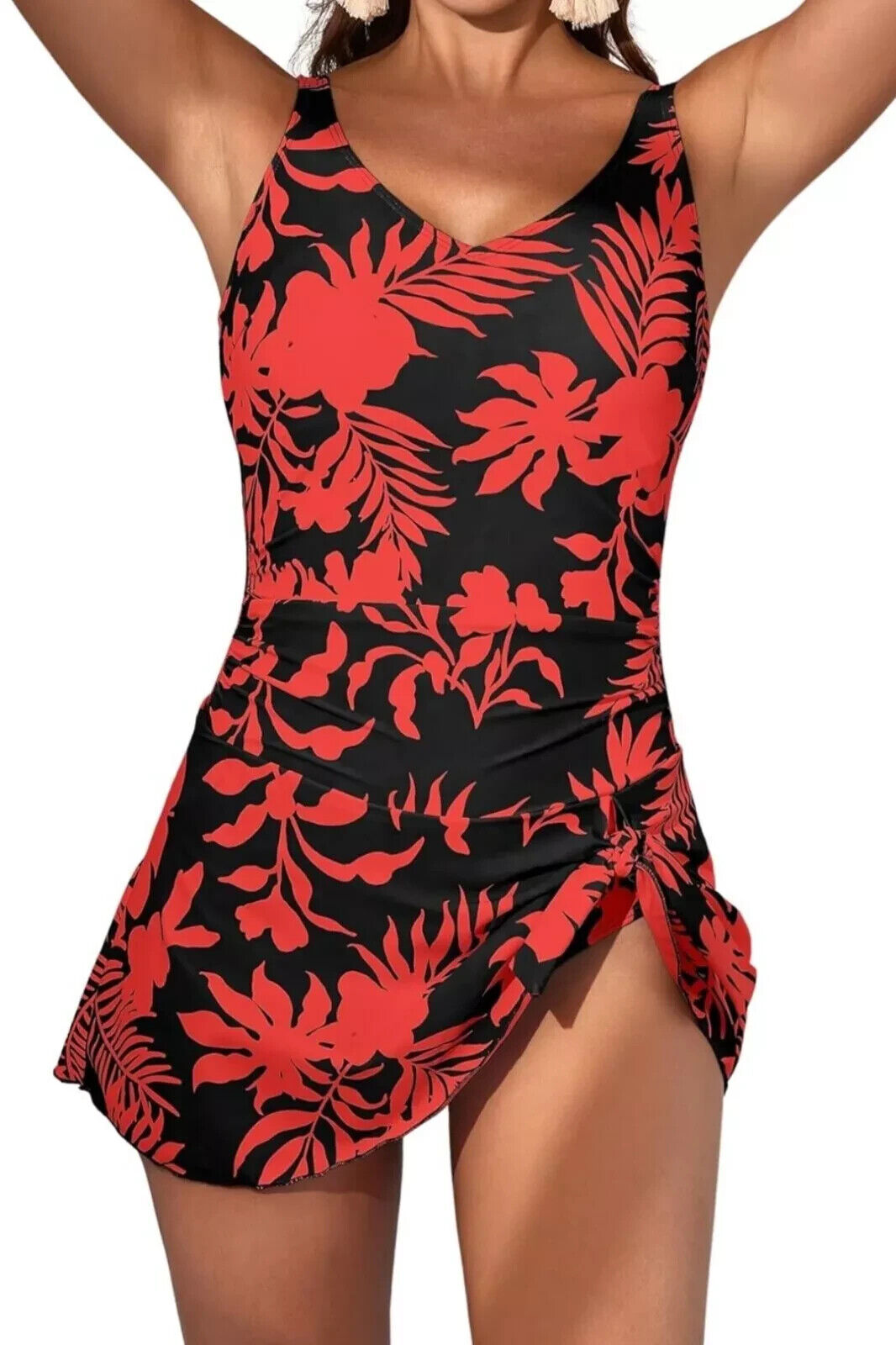 Aidonger One Piece Swim Dress Swimsuit for Women Tummy Control Skirt Bathsuit, L