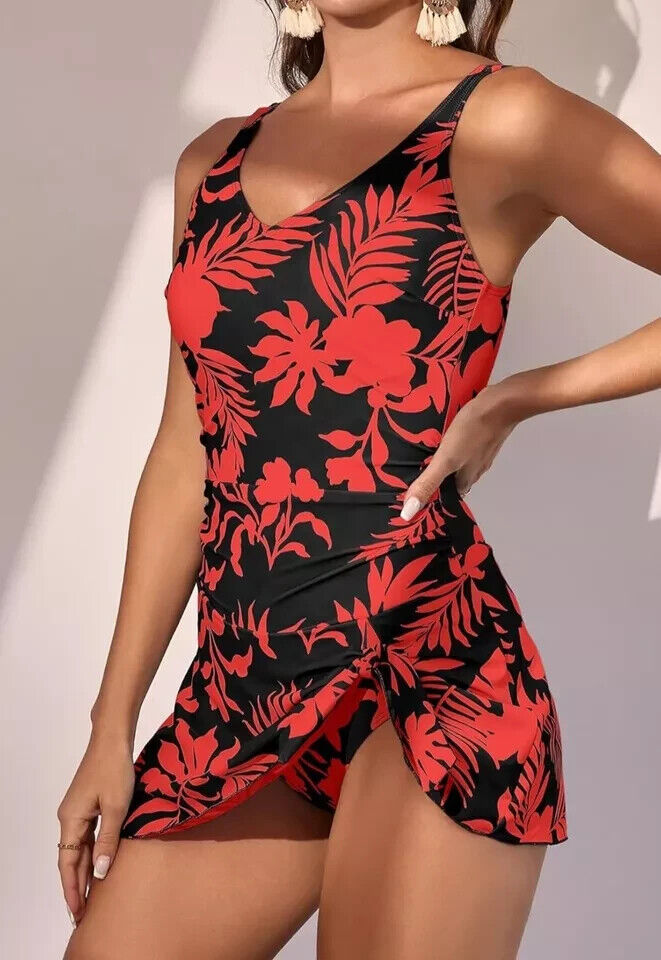 Aidonger One Piece Swim Dress Swimsuit for Women Tummy Control Skirt Bathsuit, L