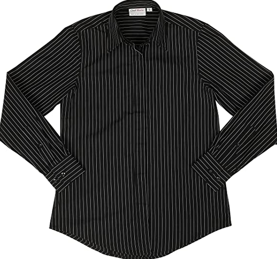 Chef Works Women's Basic Dress Shirt, Charcoal Dash, Large