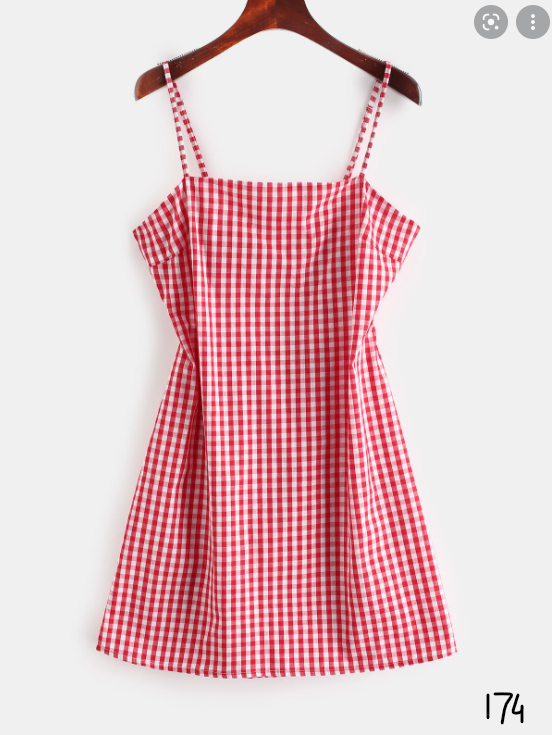 ZAFUL Women's Mini Dress Spaghetti Straps Sleeveless Boho Beach Dress Red Plaid