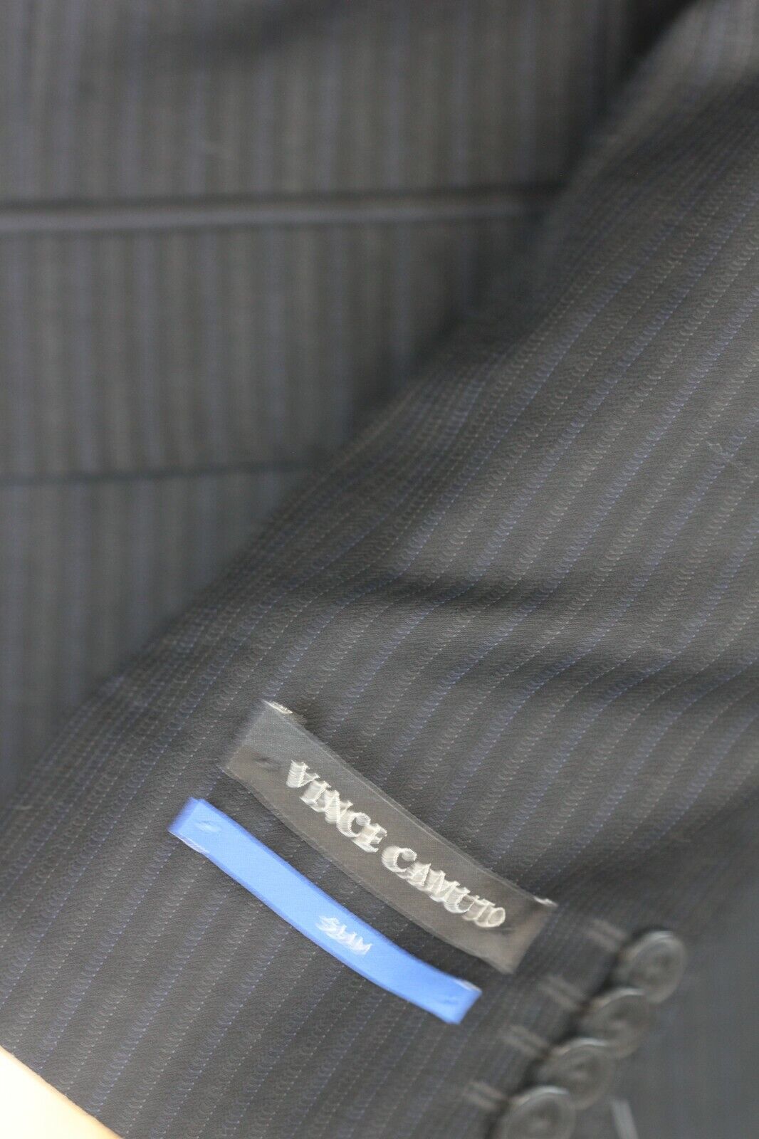 Vince Camuto Black Pin Stripe Slim Fit Suit Separate Jacket Sport Coat 40S