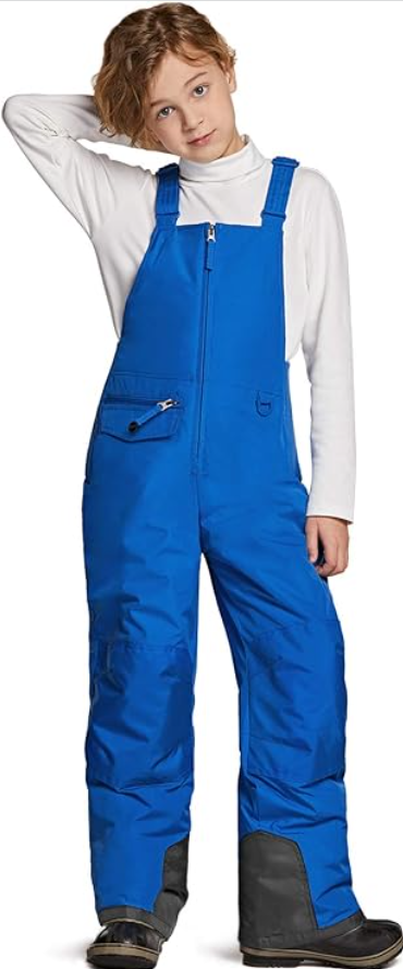 TSLA Kids & Boys and Girls Winter Snow Bibs, Windproof Ripstop Ski Pants, Blue