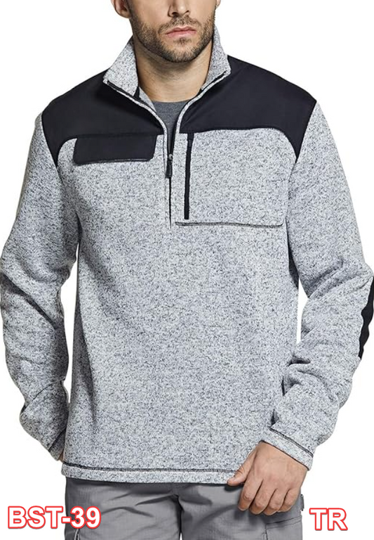 CQR Men's Thermal Fleece Half Zip Pullover, Winter Outdoor Warm Sweater, Gray, M