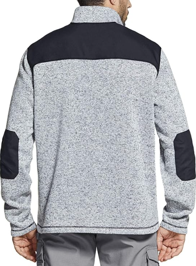 CQR Men's Thermal Fleece Half Zip Pullover, Winter Outdoor Warm Sweater, Gray, M
