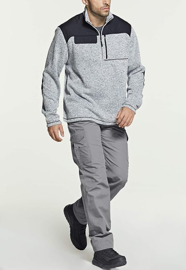 CQR Men's Thermal Fleece Half Zip Pullover, Winter Outdoor Warm Sweater, Gray, M