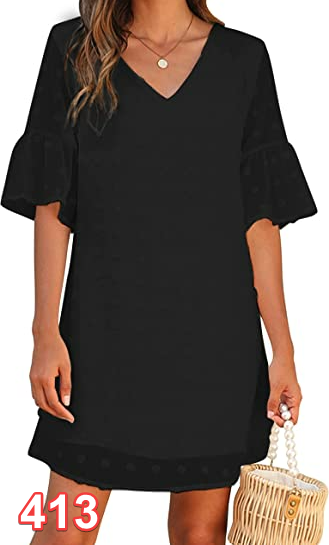 Blooming Jelly Womens Dresses SS Ruffle Sun Dress Chiffon Flowy Shift Mini Dress