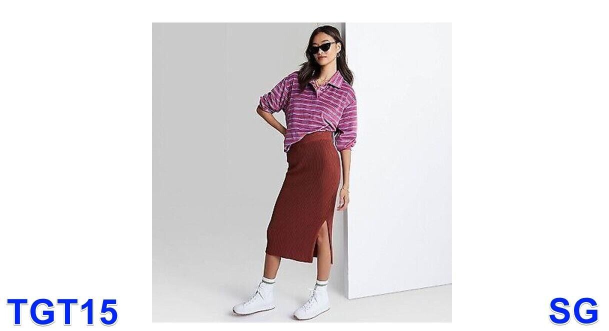 Women's Ascot+Hart Graphic Midi, Knit Skirt, Classic Rise, Brown, Size XX-Large
