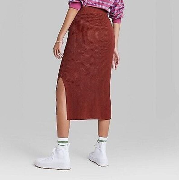 Women's Ascot+Hart Graphic Midi, Knit Skirt, Classic Rise, Brown, Size XX-Large