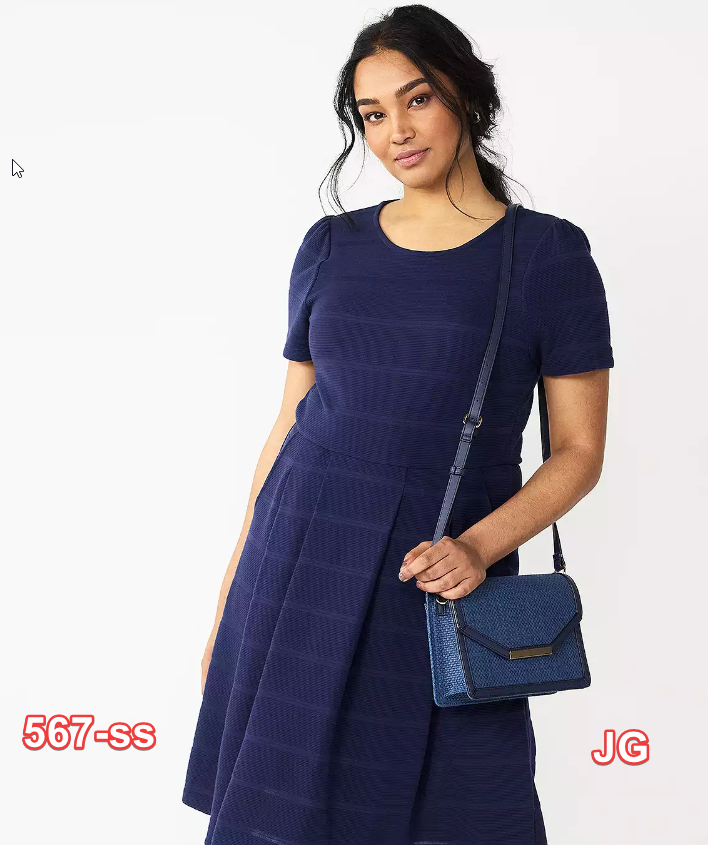Women's DRAPER JAMES RSVP Pleated T-Shirt Dress Navy XXL